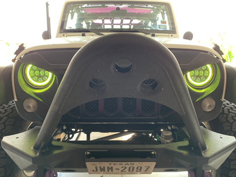 Spider eyes 2008 -2017 Jeep Wrangler RGB LED Halo Headlights and fog lights - OffroadLEDbars