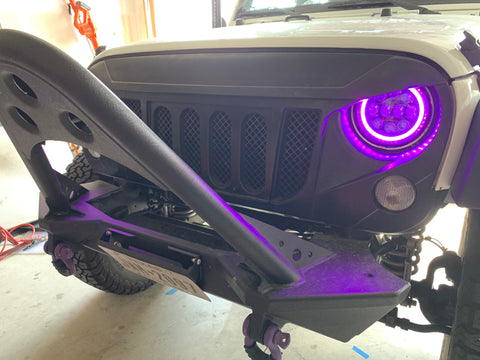 Spider eyes 2008 -2017 Jeep Wrangler RGB LED Halo Headlights and fog lights - OffroadLEDbars