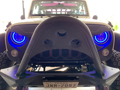 Spider eyes 2008 -2017 Jeep Wrangler RGB LED Halo Headlights - OffroadLEDbars