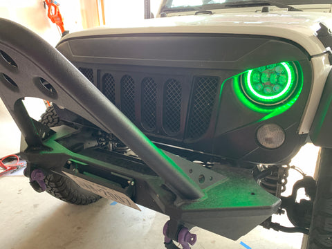 Spider eyes 2008 -2017 Jeep Wrangler RGB LED Halo Headlights and fog lights - OffroadLEDbars