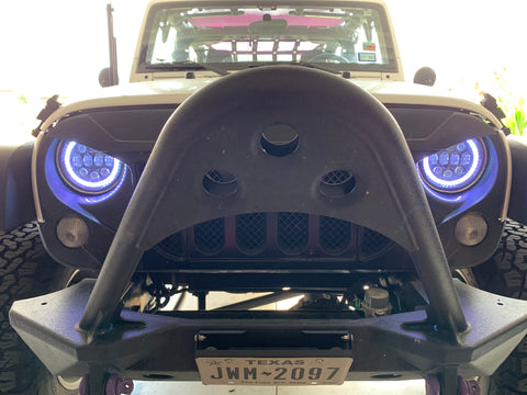 Spider eyes 2008 -2017 Jeep Wrangler RGB LED Halo Headlights and fog lights - OffroadLEDbars