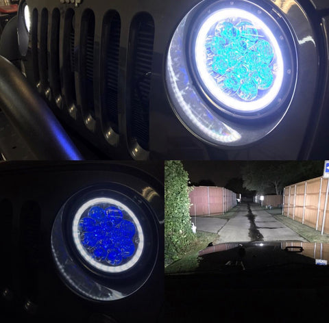 7 inch round COLOR CHANGING series LED headlamp kit H4 black RGB - OffroadLEDbars