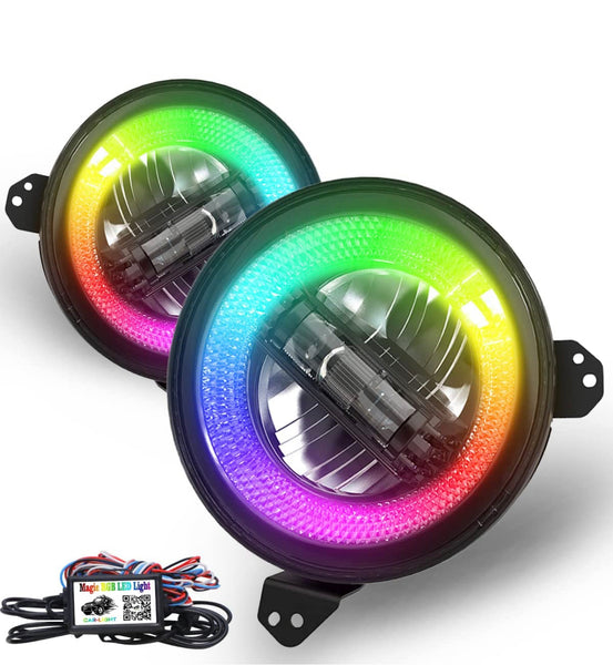 TRUE 9 inch Crystal Wrangler/Gladiator RGB headlamps - OffroadLEDbars