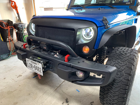 Jeep Wrangler 7 inch round LED headlight kit with white/Switchback halo - OffroadLEDbars