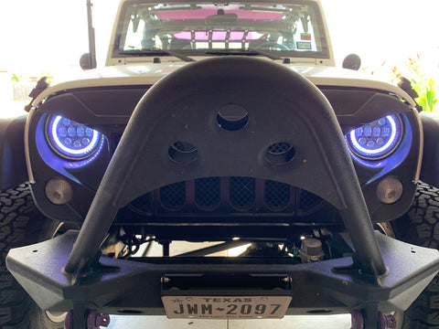 Spider eyes 2008 -2017 Jeep Wrangler RGB LED Halo Headlights and fog lights - OffroadLEDbars